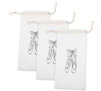 Borsa Porta Scarpette Danza 3 Pezzi in Lino Bianco | Chiusura Cordino, Leggera e Facile da Pulire, per Allievi di Danza, Mantiene gli Oggetti al Sicuro