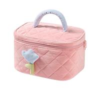 Ｚｉａｌｏｆｉ Borsa porta trucchi con cerniera, borsa da toilette trapuntata per donne, mamme, mogli e sorelle, Rosa