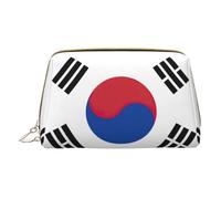 Borsa porta trucchi in pelle con bandiera della Repubblica di Corea con cerniera, portatile, per rossetti, articoli da toeletta, bianco, Taglia unica