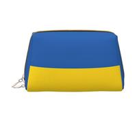 Borsa porta trucchi in pelle con bandiera dell'Ucraina, con cerniera, per oggetti vari, bianco, Taglia unica