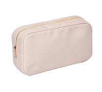 Borsa porta trucchi Letter Patch Custom Travel Cosmetic Bag Personalized Nylon Pouch Toiletry Bag Chenille Patch Makeup Toiletries Girl Cosmetic Bag(Champagne,L)