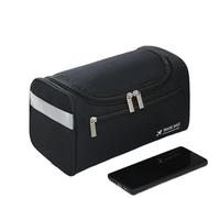 Borsa porta trucchi Men Vintage Luxury Toiletry Bag Travel Necessary Business Cosmetic Makeup Cases Male Hanging Storage Organizer Wash Bags(Black)