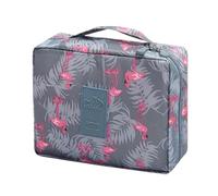 Borsa porta trucchi Waterproof Cosmetic Bag For Women Packing Cubes For Travel Large Capacity Makeup Bag Travel Organizer Toiletry Wash Storage Bags(Grey flamingo)