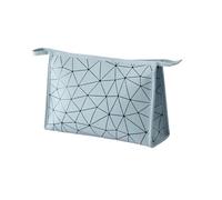 Borsa porta trucchi Waterproof Cosmetic Bag Women PU Leather Toiletry Make Up Organizer Travel Wash Bags Shower Makeup Storage Pouch(L-Blue)