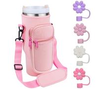 Borsa portaborraccia per Stanley Cup da 40 once, con cinturino e 4 cannucce in silicone - Rosa