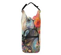 Borsa portabottiglie con cavallo bianco e fiori arancioni portabottiglie, accessori per bottiglia d'acqua sportiva, Multicolore, Taglia unica, Borsa per bottiglia d'acqua