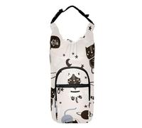 Borsa portabottiglie con gatto nero divertente cartone animato pieghevole isolato portabottiglie borsa portabottiglie d'acqua, adatta a bottiglie da 567 g, 680,4 g, 907,2 g, 1,134 g
