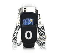 Borsa portabottiglie con iniziale A-Z con cinturino per bicchiere Stanley da 40 once, custodia personalizzata per bottiglia d'acqua con tasca per telefono con lettera perla, accessorio per tazza