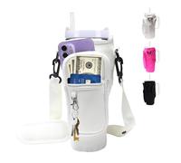 Borsa portabottiglie per Stanley da 880,5 g, con tasca per telefono, portabottiglie con tracolla, borsa in neoprene con manico, accessori Stanley Cup, bianco crema