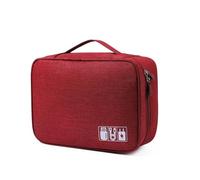Borsa portacavi impermeabile Organizzatore elettronico digitale portatile USB Data Line Caricabatterie Spina Custodia portacavi Organizzatore da viaggio Organizer Cavi(24.5x10x18cm wine)