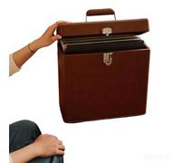 Borsa portadischi in vinile retrò da 12", massima protezione e supporto resistente all'acqua, scatola portadischi portatile in pelle PU, può contenere dischi da 25 LP