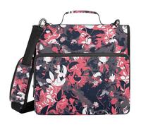 Borsa portadocumenti con cerniera a 3 anelli, con manico e tracolla rimovibile, con tasca con cerniera, per ufficio e scuola, 3,8 cm, colore: rosso e nero