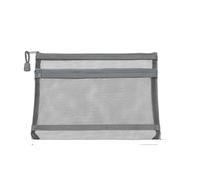Borsa portadocumenti con cerniera in rete, cartella in nylon, astuccio for ufficio, for matite, for cosmetici e trucchi(Grey)