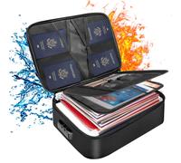 Borsa portadocumenti ignifuga con lucchetto, custodia a 3 strati resistente all'acqua per documenti, laptop e certificati - Nera