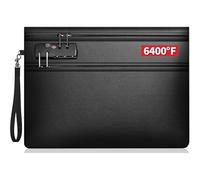 Borsa Portadocumenti Ignifuga con Lucchetto e Striscia Riflettente Portafoglio Ignifugo Valigetta Porta Documenti per Documenti A4 A5, Foto Preziose, Contanti, Passaporto, Gioiell, File Bancari