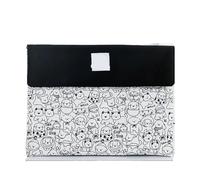 Borsa Portadocumenti In Feltro Borsa for documenti Cancelleria for studenti Aspetto dei cartoni animati Conservazione con cerniera di grande capacità(Black)