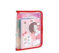 Borsa portadocumenti trasparente con cerniera e etichette for argomenti(Red)