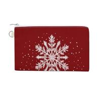 Borsa portafoglio in tela, fiocco di neve su rosso Let It Snow stampa portamonete, borsa per cambio cerniera, piccola borsa cosmetica
