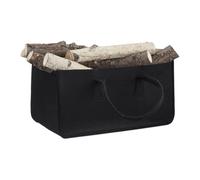 Borsa portalegna in nero Cesto portatile per legna Contenitore pieghevole
