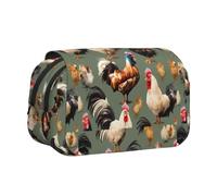 Borsa portamatite portatile con stampa di pollo e gallo borsa cosmetica da toeletta borse multiuso carino grande capacità uso quotidiano
