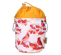 Borsa portamollette da stiro portatile Cardinali - Ø 18 x 31 cm, 100% cotone, con cordoncino e moschettoni, motivo uccelli, borsa portaoggetti per la casa, il giardino e il campeggio