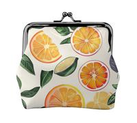 Borsa portamonete con chiusura a bacio e stampa con motivo di agrumi, grazioso portafoglio con cerniera per monete e carte