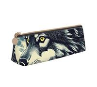 Borsa portamonete con stampa in PVC con lupo notte luna borsa per il trucco astuccio astuccio per matite da ufficio con cerniera per ufficio donne uomini, bianco, taglia unica, bianca, una, Bianco