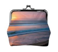 Borsa portamonete da donna con stampa tramonto sulla spiaggia, piccole tasche con chiusura a bacio, per monete, carte, piccoli oggetti