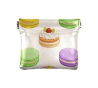 Borsa portamonete da donna in pelle con motivo macaron e dolci colorati in stile cartone animato, impermeabile, per il periodo di trucco, Dolce variopinto della torta di macaron del, 1 size, Stampa