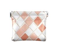 Borsa portamonete da donna in terracotta bianca romboidale, piccola, impermeabile, per ragazze e donne, Romboide Bianco Oro Rosa, 1 size, moderno