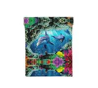 Borsa portamonete in pelle con stampa pesca per gli uomini, portamonete per le donne, mini portafoglio per contanti, Oceano Subacqueo Delfino Pesce, Taglia unica, Portamonete