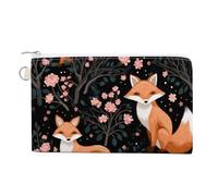Borsa portamonete in tela con fiori di ciliegio, volpe, piccola borsa per il trucco, per uomo e donna, 19,1 x 11,7 cm, Stile:, Taglia unica, MHXYZHW