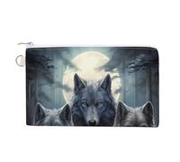 Borsa portamonete in tela personalizzata con ritratti di lupo e luna, piccola borsa per il trucco, per uomo e donna, 19,1 x 11,6 cm, Stile:, Taglia unica, MHXYZHW