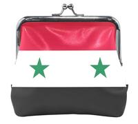 Borsa portamonete personalizzata con bandiera della Siria, in pelle, con fibbia a bacio, per cambio monete, Bandiera della Siria, classico