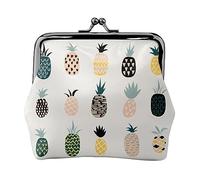 Borsa portamonete stampata ananas per le donne borsa portafoglio in pelle PU borsa cambio sacchetto Kiss-Lock Vintage Pouch, Ananas, Taglia unica, Vintage