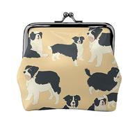 Borsa portamonete stampata ananas per le donne borsa portafoglio in pelle PU borsa cambio sacchetto Kiss-Lock Vintage Pouch, Motivo Border Collie, Taglia unica, Vintage