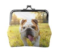 Borsa portamonete stampata con geco leopardo sabbia per le donne borsa portafoglio in pelle PU sacchetto di cambio Kiss-Lock Vintage Pouch, Grazioso cucciolo di bulldog, Taglia unica, Vintage