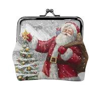 Borsa portamonete stampata con libellula artistica per le donne borsa a portafoglio in pelle PU sacchetto di cambio Kiss-Lock Vintage Pouch, Babbo Natale Neve Secenry, Taglia unica, Vintage