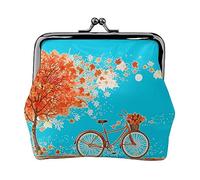 Borsa portamonete stampata con libellula artistica per le donne borsa a portafoglio in pelle PU sacchetto di cambio Kiss-Lock Vintage Pouch, Albero Bicyle Foglia D'acero Autunno, Taglia unica, Vintage