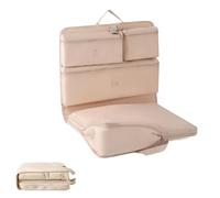 Borsa portaoggetti a compressione sei in uno, borsa portatile per organizzare indumenti e biancheria intima, bagaglio da viaggio beige pieghevole e sospeso,beige