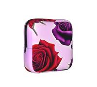 Borsa portaoggetti a prova di periodo con rose rosse e viola, custodia da viaggio per assorbenti igienici, discreta borsa mensural per borsa da ufficio
