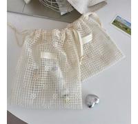 Borsa portaoggetti a rete con ricamo in pizzo e design margherite per organizzatori di viaggio Sacchetti cosmetici portatili con coulisse Borsa portaoggetti ricamata in pizzo decorativo, B, C