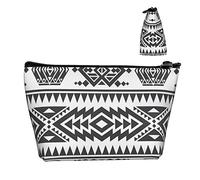 Borsa portaoggetti alla moda Borsa piccola per cosmetici Nativi americani aztechi del sud-ovest con cerniera liscia, Astuccio portatile durevole per matite per trucco per Ufficio Scuola All'aperto Q
