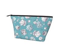 Borsa portaoggetti alla moda fiore floreale margherita blu piccola borsa cosmetica con cerniera liscia, durevole astuccio portatile per trucco per ufficio scuola all'aperto tutti i giorni