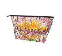 Borsa portaoggetti alla moda fiore floreale margherita rosa piccola borsa cosmetica con cerniera liscia, durevole astuccio portatile per trucco per ufficio scuola all'aperto tutti i giorni