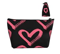 Borsa portaoggetti alla moda Modello di San Valentino Cuori d'amore Piccola borsa cosmetica con cerniera liscia, astuccio portatile resistente per matite per trucco per ufficio scuola all'aperto tut