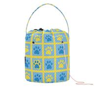 Borsa portaoggetti blu e gialla con impronte di zampe con fori organizer per ferri da maglia per ferri da maglia hilos para uncinetto
