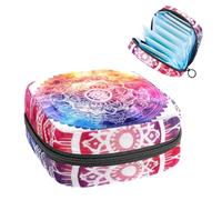 Borsa portaoggetti colorata con mandala ad acquerello, grande, per coppette mestruali con cerniera, per assorbenti mestruali, per ragazze e donne, multicolore, 4.7x6.6x6.6 in/12x17x17 cm