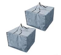 Borsa portaoggetti con cerniera per cuscini per mobili da giardino, impermeabile e grande capacità per un facile trasporto (2 pezzi, grigio)