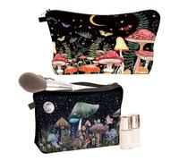 Borsa Portaoggetti Con Motivo A Fungo Da 2 Pezzi, Borsa Portaoggetti Da Viaggio Portatile, Borsa Portaoggetti Di Grande Capacità, Borsa Per Cosmetici Da Donna, Borsa Portaoggetti Carina